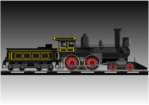Klassieke locomotieven grijze kleur - Vector, afbeelding