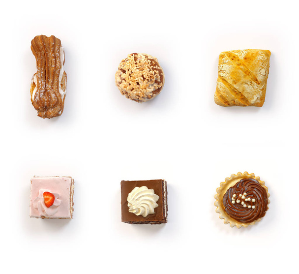 Cakes and cookies set isolated on white - Valokuva, kuva