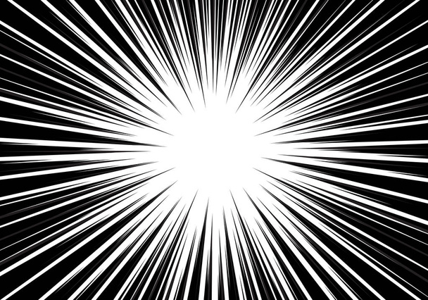 Abstract black radial zoom line on white for comic background vector illustration. - Vektör, Görsel