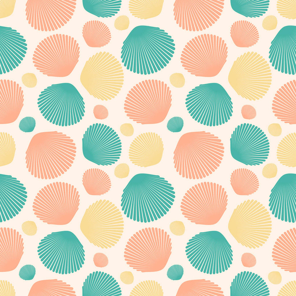 Seamless pattern with colorful seashells for wrapping paper, wallpaper, web page background and more. Vector illustration. EPS10. - Διάνυσμα, εικόνα