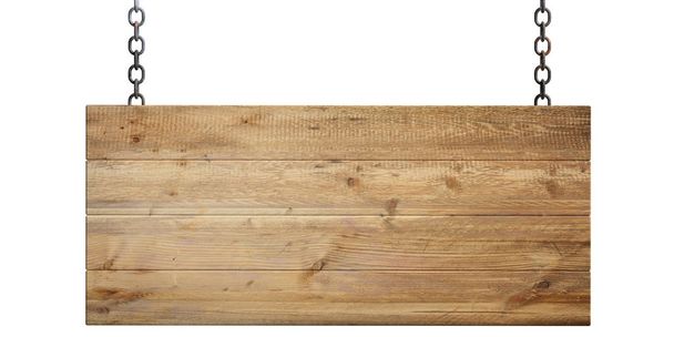 Дерев'яний порожній знак ізольований на білому тлі. 3d ілюстрація
 - Фото, зображення