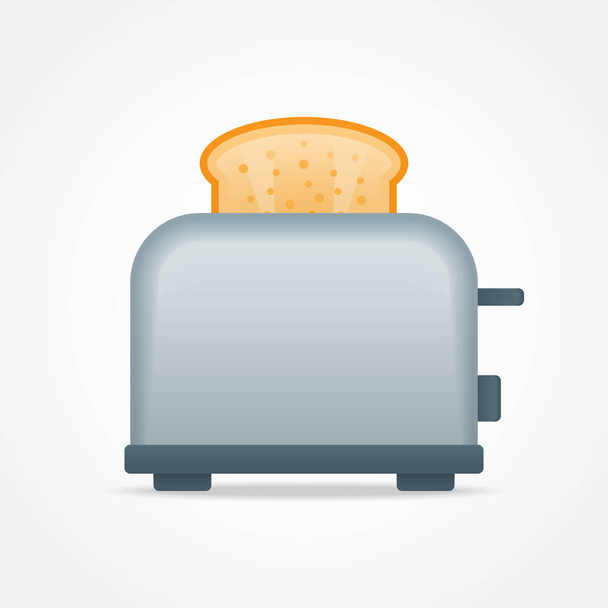 Toaster with slice of toast bread isolated on white background. - Vector, Image