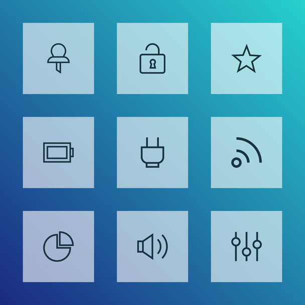 User icons line style set with unlock, battery, feed and other feed elements. Isolated  illustration user icons. - Fotografie, Obrázek