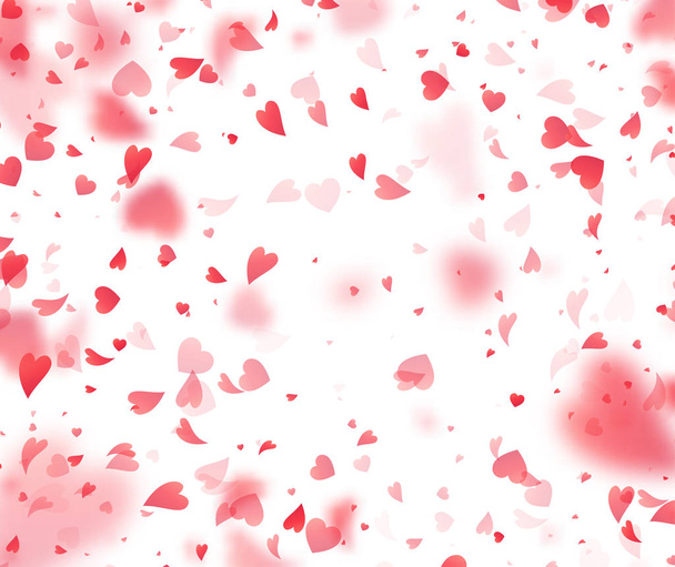 Hart confetti vallen op transparante achtergrond. Valentijnsdag kaartsjabloon. Vectorillustratie - Vector, afbeelding
