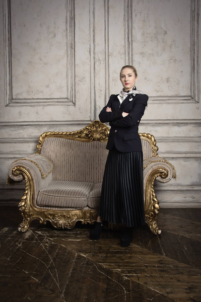 Mujer de negocios en el interior clásico
 - Foto, Imagen