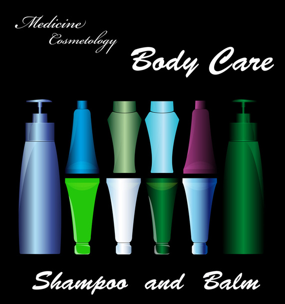 The shampoo and balm.Medicine cosmetology.Vector - Wektor, obraz