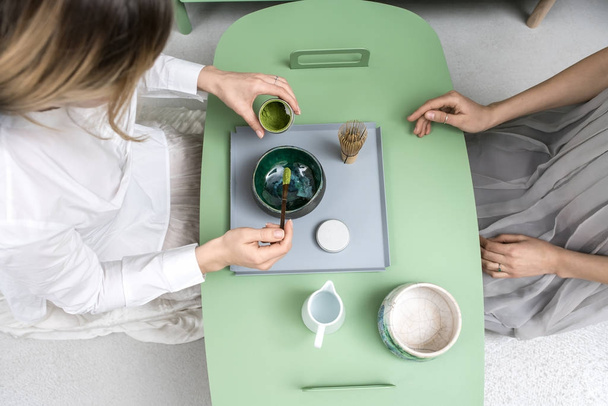 Making of green matcha tea - Foto, immagini