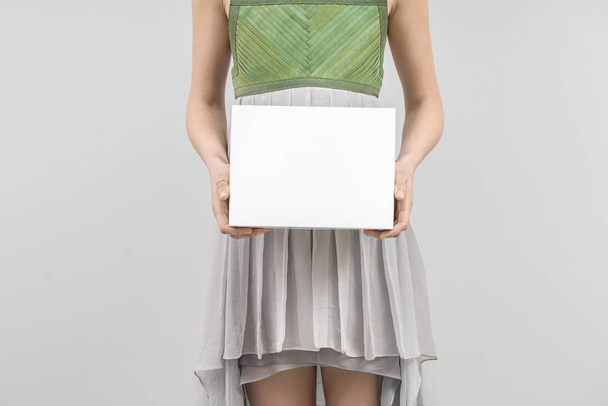Girl with white boxes - Fotoğraf, Görsel