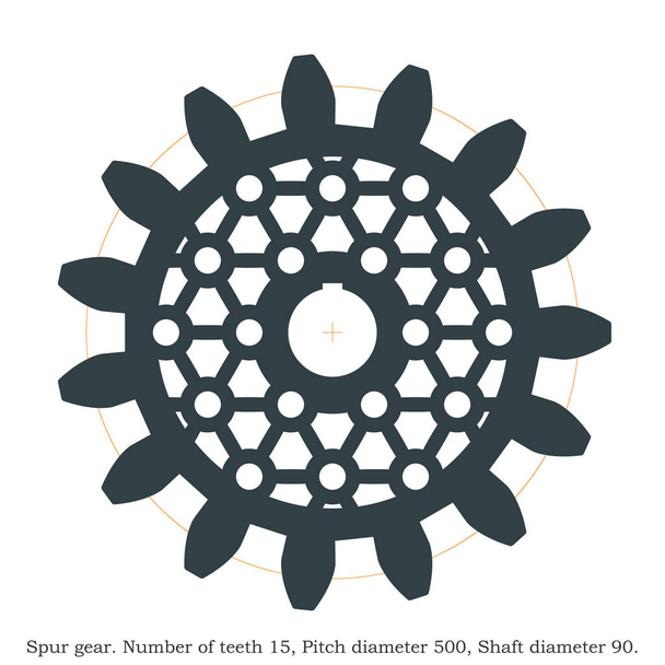 Real spur gear. Laser cutting or 3D printing. - Vector, Image