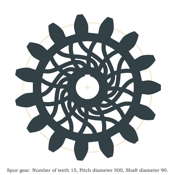 Real spur gear. Laser cutting or 3D printing. - Vector, Image