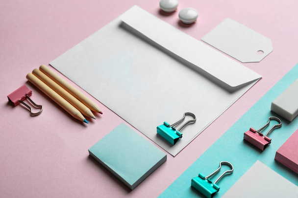 Blank items as mockups for branding on color background - Foto, immagini