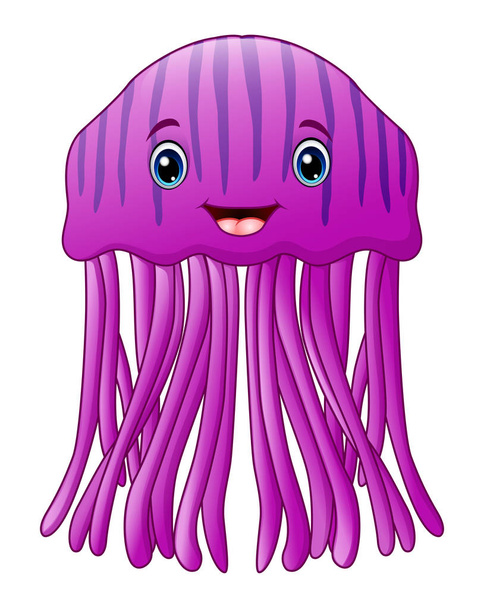Vektoros illusztráció aranyos boldog medúza rajzfilm - Vektor, kép
