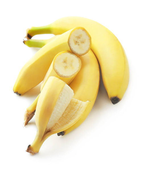 Tasty ripe bananas on white background - Fotografie, Obrázek