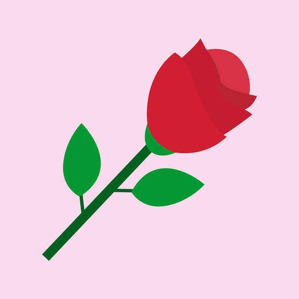 Simple Red Rose Flower Vector Illustration Graphic - ベクター画像