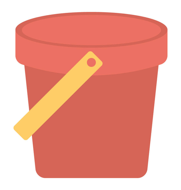 A red colored bucket for gardening, flat vector icon  - Вектор, зображення
