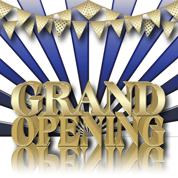 Stock Illustration - Grand Opening, Copy Space, 3D Illustration, Blue Gradient Background. - Photo, Image