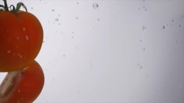 tomato drop in water splash with bubble - Filmati, video