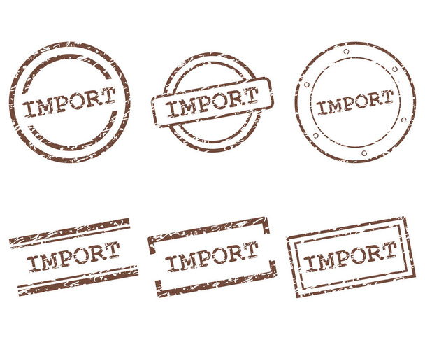 Import stamps on white - Vector, Image