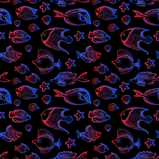 Vector background with fishes. - Vector, Image