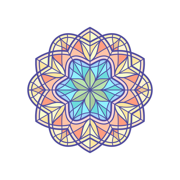 Mandala stílusban festett üveg ablak-temlate - Vektor, kép