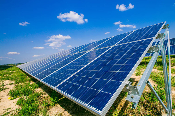Solar Energy Panels. Photovoltaic power supply systems. Solar power plant. The source of ecological renewable energy. - Fotoğraf, Görsel