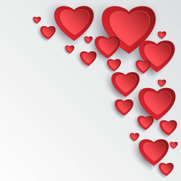 Tarjeta de San Valentín con corazones 3d papel de corte
 - Vector, imagen