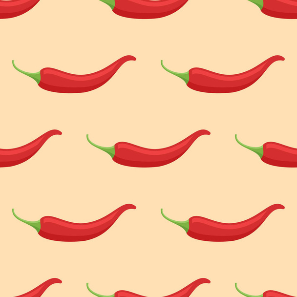 Seamless pattern with red chilli pepper. Vector texture. - Vector, Image