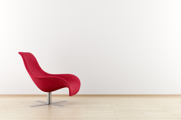 Червоне крісло перед білою стіною
 - Фото, зображення