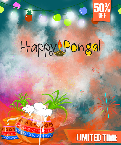 ilustración de fondo feliz saludo Pongal
 - Foto, Imagen