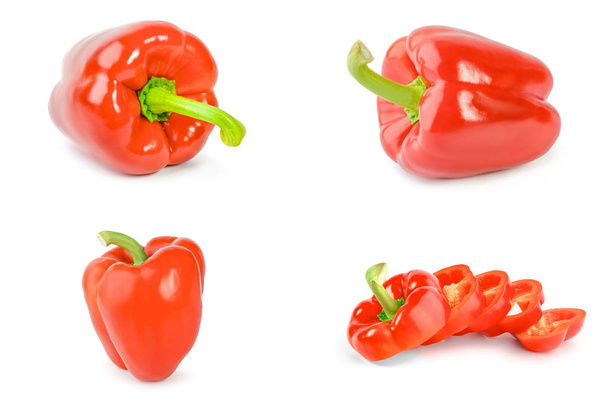 Collection of bulgarian peppers close-up isolated on white background - Foto, immagini