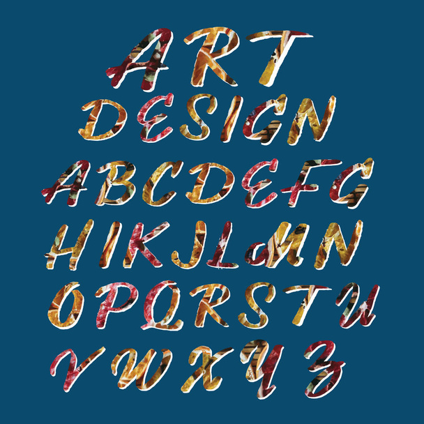 art design stylized colorful font and alphabet  - Vettoriali, immagini