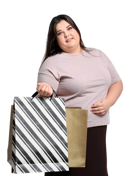 overweight woman with shopping bags  - Fotografie, Obrázek