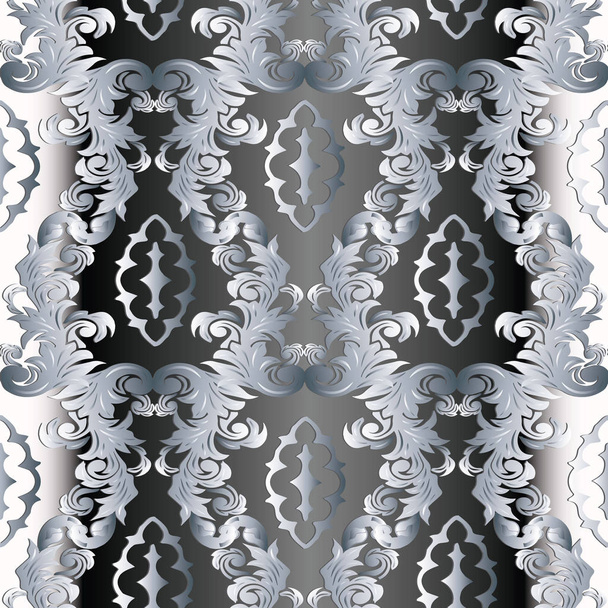 Μπαρόκ χωρίς ραφή πρότυπο. Floral διάνυσμα μαύρο λευκό φόντο - Διάνυσμα, εικόνα