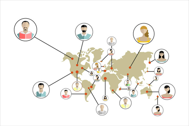 Глобальна соціальна мережа абстрактна схема, Векторні ілюстрації
 - Вектор, зображення