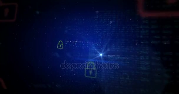 Concept looped animation for computer attack, cyber stealing and internet crime. Abstract background of a security in cyber space.  - Footage, Video