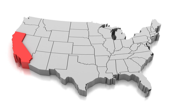 Mapa de California state, Estados Unidos
 - Foto, Imagen