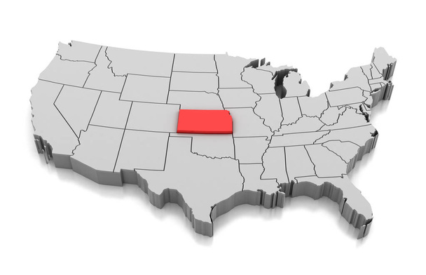 Χάρτης της πολιτείας του Κάνσας, ΗΠΑ - Φωτογραφία, εικόνα