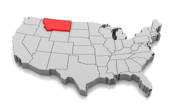 Mapa státu Montana, Usa - Fotografie, Obrázek