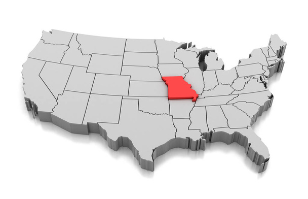 Mapa státu Missouri, Usa - Fotografie, Obrázek