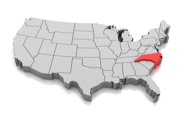 Carte de l'État de Caroline du Nord, États-Unis
 - Photo, image