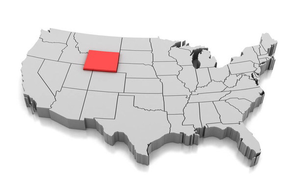Mapa do estado de Wyoming, EUA
 - Foto, Imagem
