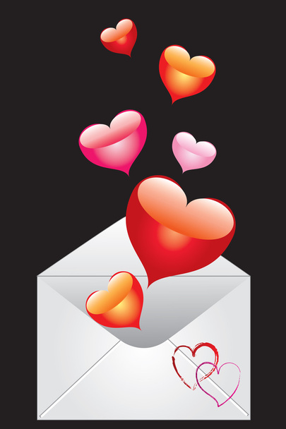Envelope with hearts. - Vektör, Görsel