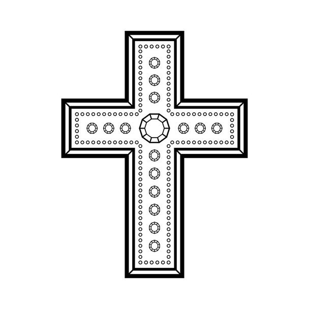 Christian decorative cross. Illustration black cross as a symbol of Christianity on a white background. - Wektor, obraz