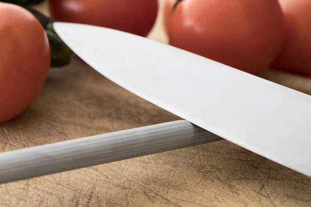 Primer plano cuchillo honing
 - Foto, imagen