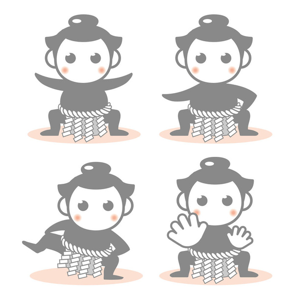 sumo  cute icon set - Vector, Image