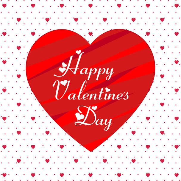 Happy Valentine's day typographic and hearts pattern background - Wektor, obraz