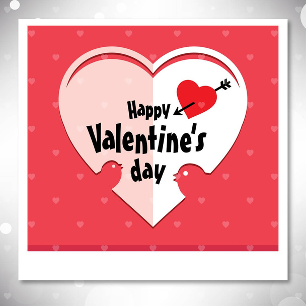 Happy Valentine's day card vector with pink background - Vettoriali, immagini