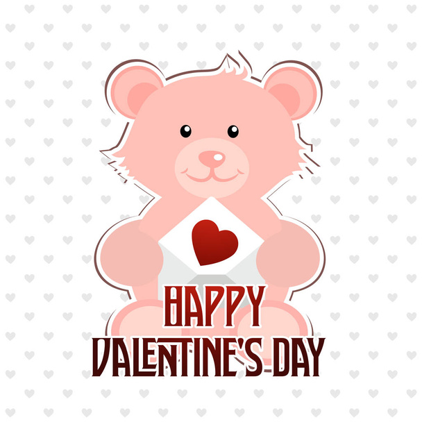 Happy Valentine's day typographic with bear  - Вектор, зображення