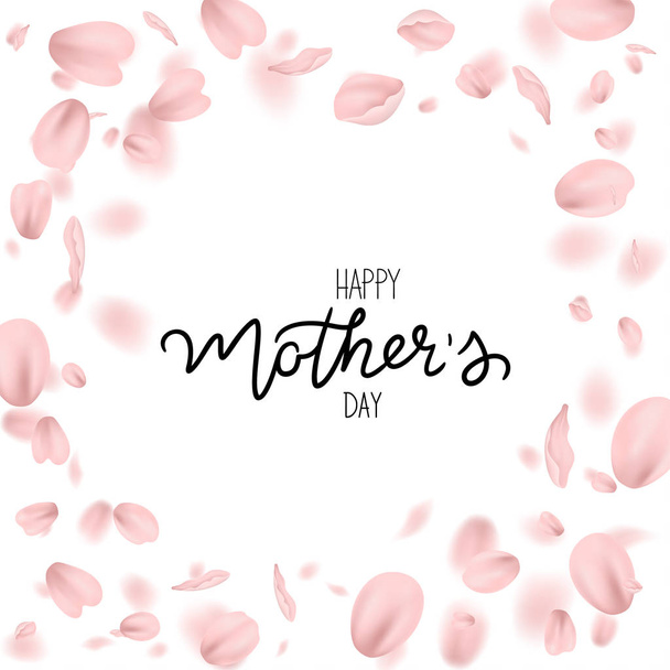 Ημέρα της μητέρας ευχετήρια κάρτα με πέταλα ροζ δαμάσκηνο, διάνυσμα, εικονογράφηση   - Διάνυσμα, εικόνα