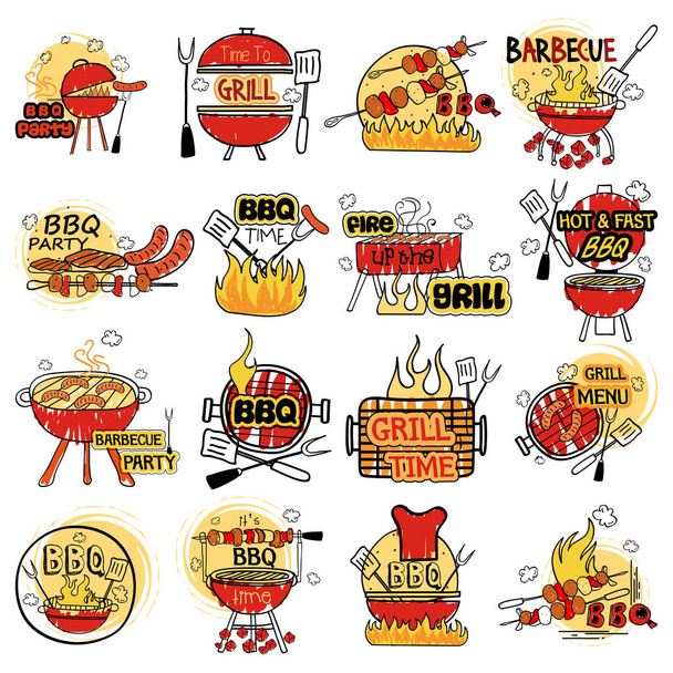Barbecue and Grill label tag sticker for Advertisement - Vektor, obrázek